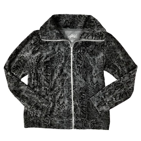 Velour reptile print full-zip jacket with pockets by Style & Co. / Women's Small - Picture 1 of 4